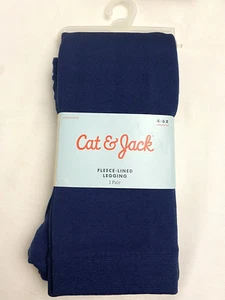 Cat & Jack Girls 4-6X Fleece Lined Leggings Navy Blue Footless NEW - Picture 1 of 6