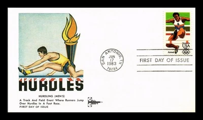 US COVER OLYMPICS HURDLES 28C AIR MAIL FDC GILL CRAFT CACHET - Image 1 of 2