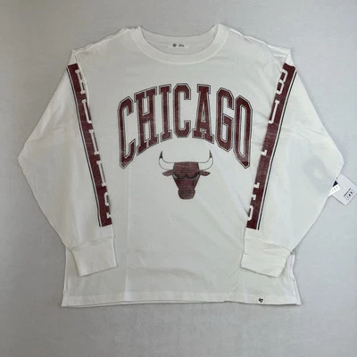 '47 Brand Chicago Bulls Women's Small T-Shirt Long Sleeve Hit NBA City White - Image 1 of 4