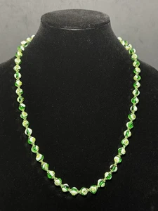 Vintage venezianische Murano italienische Millefiori grüne Glasperlen Halskette - Bild 1 von 11