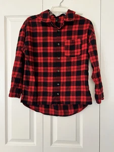 Art Class Mädchen rot schwarz kariert Flanell Kapuzenhemd Button Down L (10/12) Neu mit Etikett - Bild 1 von 6