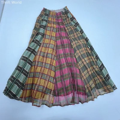 Free People FP One Multicolor Plaid Metallic Gauze Maxi Skirt Women's XS - Image 1 of 4