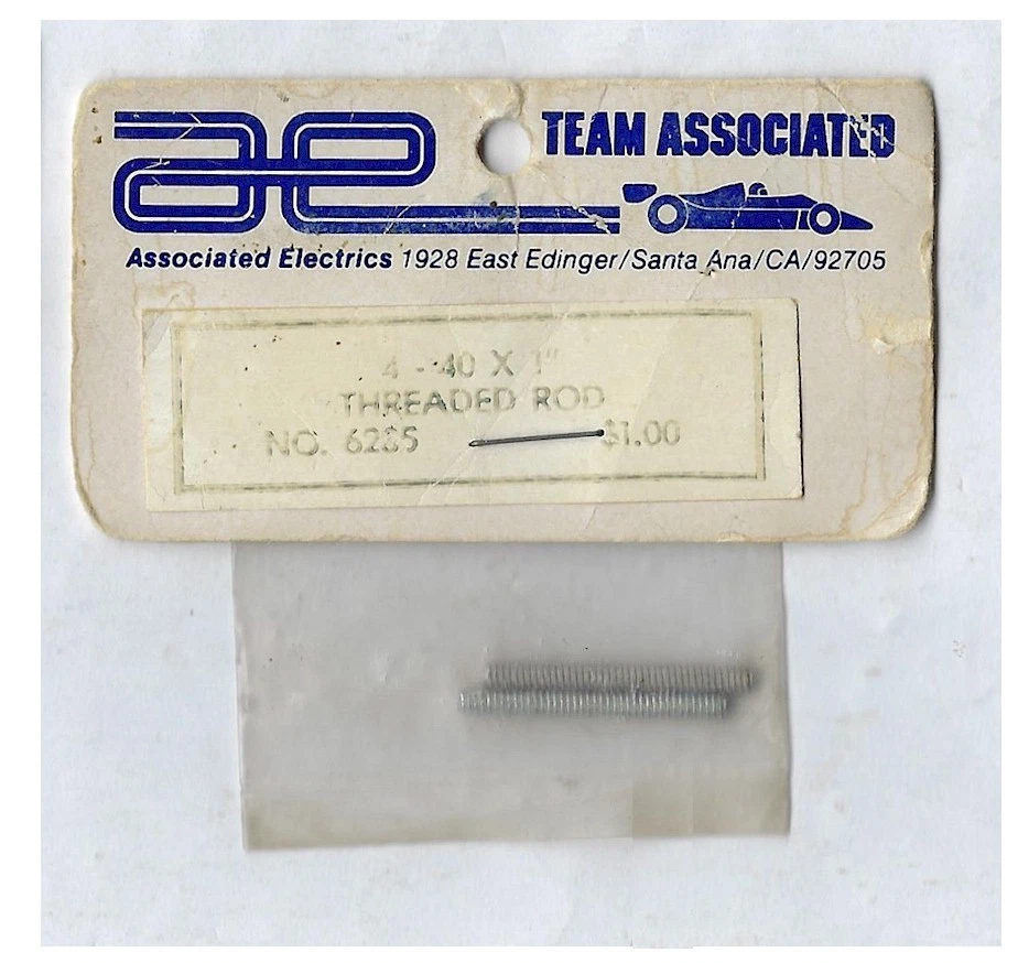 Vintage Team Associated RC10 6235 Threaded Rod 4-40 X 1" (2) Gold Tub Pan NIB - Image 1 of 1