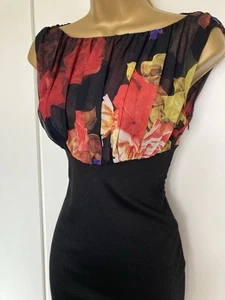 TED BAKER OCTO ROSES FLORAL BODYCON STRETCH WIGGLE DAY DRESS 1 UK 8 WOOL JERSEY - Picture 1 of 5