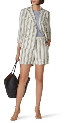 Lauren Ralph Lauren Women's Striped Linen Twill Blazer Cream Size 14 - Image 1 of 4