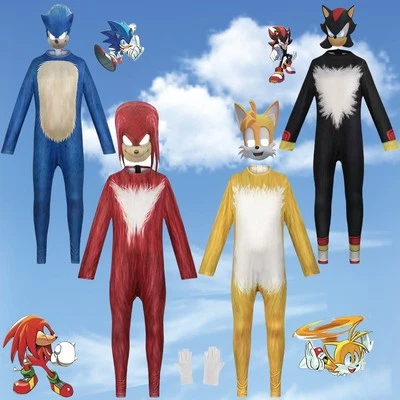 Christmas Cosplay Kids Sonic The Hedgehog Sonic Shadow Knuckles Party Costume
