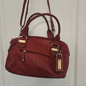 Tignanello Red Genuine Leather Large Shoulder Bag. Key Chain, Carry it All! - Picture 1 of 13