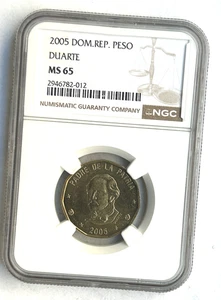 DOMINICAN REPUBLIC PESO DUARTE 2005 MS65 NGC - Picture 1 of 4