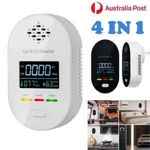 4IN1 Digital Gas Leak Detector Portable Plug In Temperature CO PPM Combination  - Picture 1 of 23