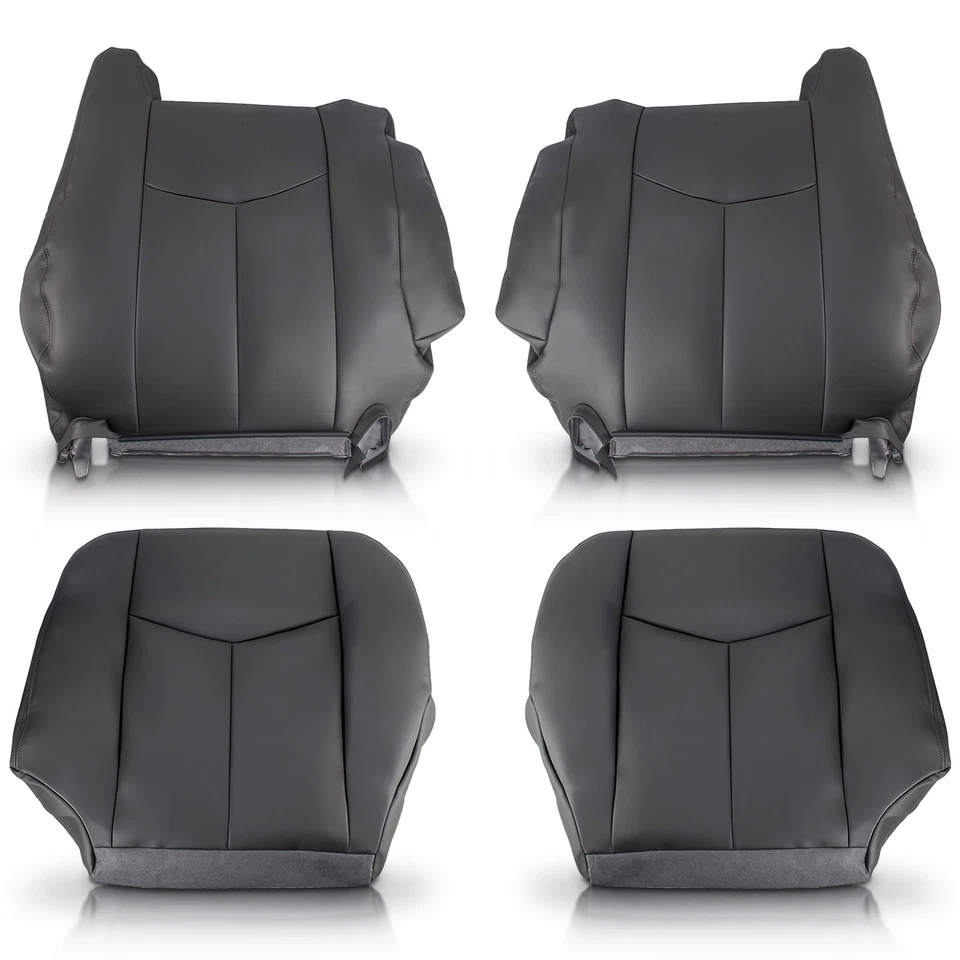 Cubierta de asiento delantera de cuero gris grafito para Chevy Silverado GMC Sierra 2003-2006 Foto 1 de 4