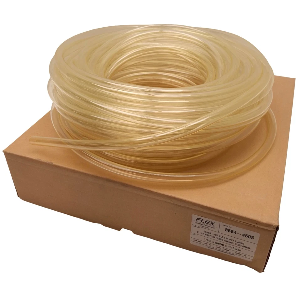 Flex Tubing 8684-4505 Ether Polyurethane Tubing 1/2" ID, 5/8" OD, 100ft Length - Image 1 of 4
