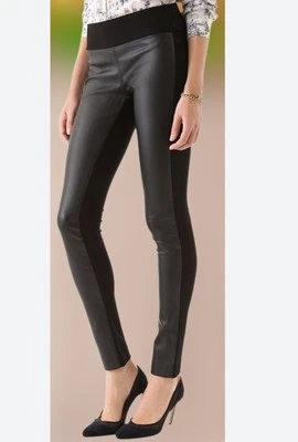 Calça frontal feminina CLUB MONACO preta de couro sintético Tasha - Imagem 1 de 4