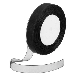 50 Yards Organza Ribbon 1/2" Black Chiffon Ribbon for Flower Decoration - Picture 1 of 7