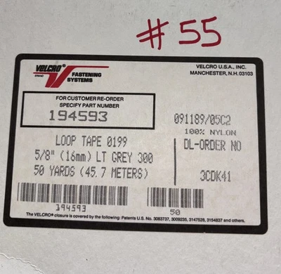 Velcro Brand 5/8” Light Grey LOOP  Sew-on Tape 50 Yard Roll NOS Lot # 55 - Image 1 of 3