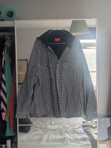 Supreme FW22 Houndstooth Flannel Hooded Shirt - Picture 1 of 2
