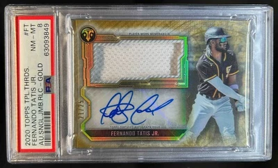 Camiseta deportiva Topps Triple Threads Fernando Tatis Jr. 2020 auto jumbo dorada #21/25 PSA 8 Foto 1 de 2