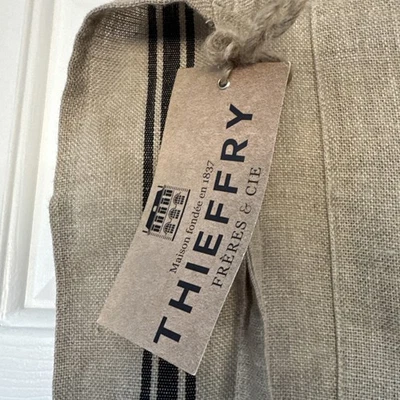 THIEFFRY Hecho en Francia 100% Lino RARO Delantal Monograma Rayas Nuevo con Etiquetas Foto 1 de 4