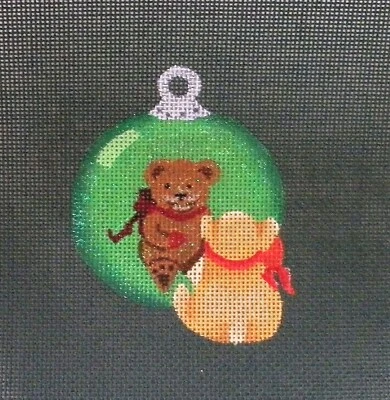 Oso de peluche adorno de Navidad de lona a punta de aguja pintado a mano DeDe ED973F 18M Foto 1 de 2