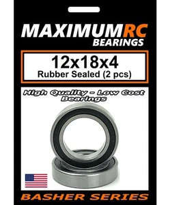 12x18x4mm Rubber Sealed Bearings Upgrade for Traxxas X-MAXX XMAXX (2-pack) - Picture 1 of 5