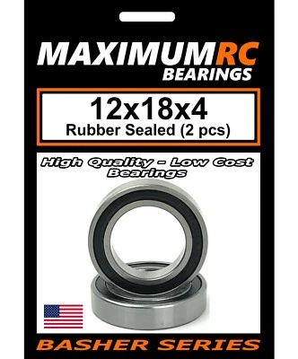 12x18x4mm Rubber Sealed Bearings Upgrade for Traxxas X-MAXX XMAXX (2-pack) - Image 1 of 4