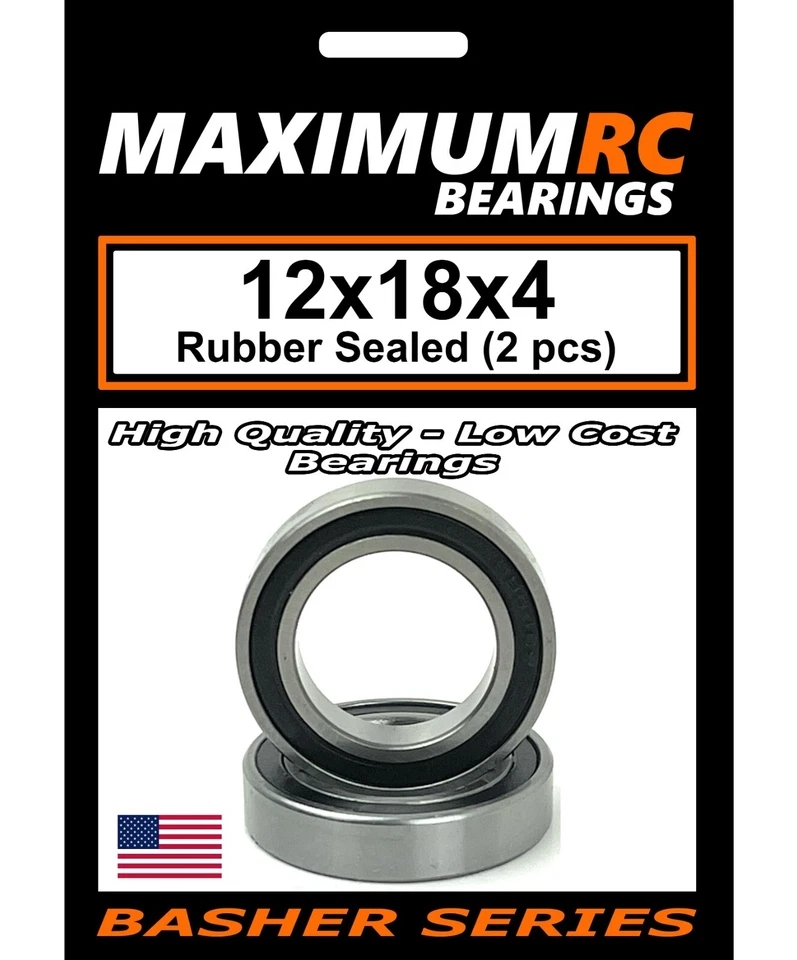 12x18x4mm Rubber Sealed Bearings Upgrade for Traxxas X-MAXX XMAXX (2-pack) - Image 1 of 4