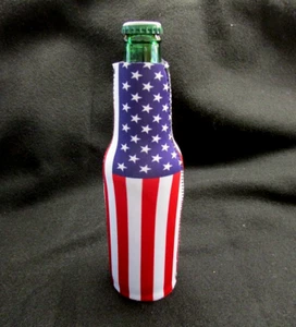 PATRIOTIC Stars Stripes Long Neck Bottle Holder Insulator Cooler Beer Koozie G2 - Picture 1 of 4