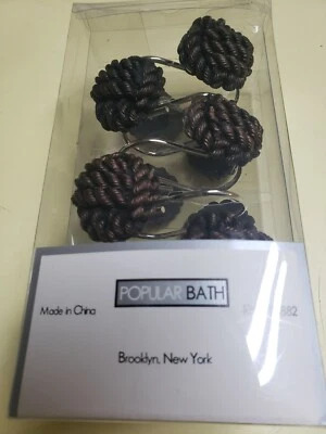Popular Bath "Regina" orb 树脂浴帘钩棕色绳子- 12 件套 — 第 1/4 张图片