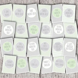Baby Milestone Cards (24 Cards) ~ Baby Shower/New Baby • Green Unisex - Picture 1 of 1