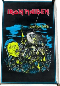 Vintage Velvet Iron Maiden Blacklight Poster Live After Death 1985 - Picture 1 of 14