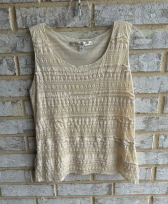 Max Studio Ruffle Lace Tank Top Women's Size L - Image 1 of 4