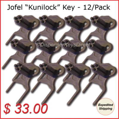 JOFEL, VONDREHLE Jofel "Kunilock" Key for Paper Towel, Toilet Tissue & Soap Dispensers - (12/pk.)