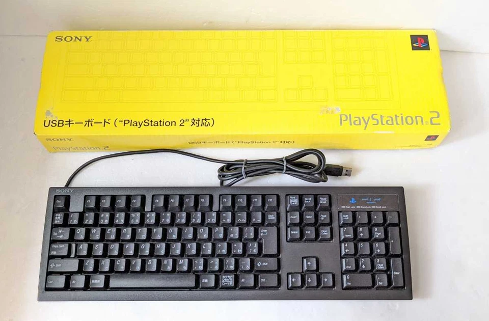 Sony PlayStation 2 USB Keyboard SCPH-10240 PS2 Used Controller Black W/ Box JP  - Image 1 of 4