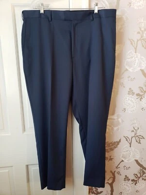 Pantalones de vestir Axist para hombre azules sin hierro Plus 40x30 a prueba de aplastamiento frt plano pierna recta Foto 1 de 4