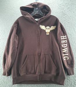 H&M Harry Potter Hedwig Hoodie Girls 12/14 Brown Sweatshirt Hogwarts Wizard WB - Picture 1 of 15