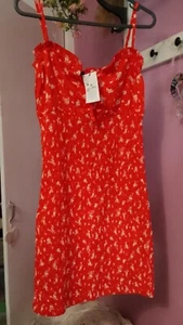 Pimkie Women's Midi Dress M Red 100% Viscose A-Line - Picture 1 of 3