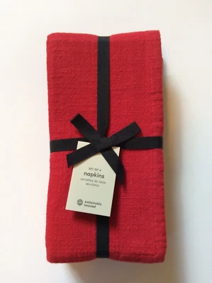 *NUEVO* Juego de cuatro (4) servilletas de algodón 18x18 West Elm - Rojo Foto 1 de 3