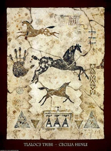 Tlaloc's Tribe - Art Print by Cecilia Henle - Horses Pony Southwestern Native - Picture 1 of 6