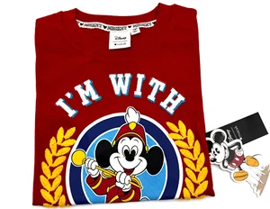 Disney Mickey Mouse Youth Large Red T-Shirt "I'm With The Band" Graphic Tee NWT - Picture 1 of 10