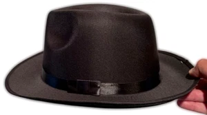 DELUXE BLACK FEDORA HAT Gangster Michael Jackson Costume Cap Adult Hip Hop Dance - Picture 1 of 9