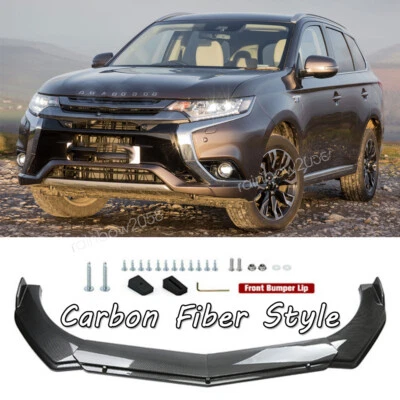 For Mitsubishi Outlander Carbon Fiber Style Front Bumper Lip Splitter Spoiler Foto 1 de 4