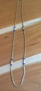 Sarah Coventry Blue Bead Gold Tone Necklace - Picture 1 of 5