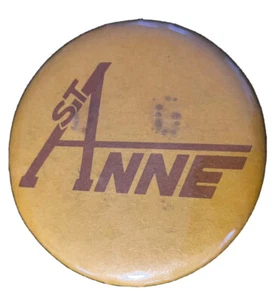 Saint St. Anne Yellow Brown 56mm Button 2-1/4” Pin Church School Hospital Mother - Picture 1 of 9