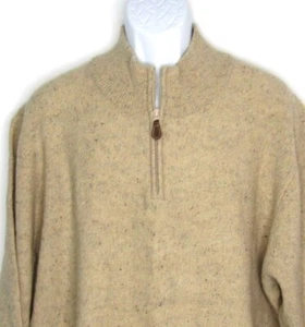 Jos A Bank Wool Sweater Men's XL 1/4 Zip Long Sleeve Beige Melange Pullover  - Picture 1 of 6