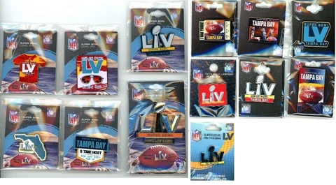 Super Bowl LV Pin Choice Tampa Bay Buccaneers Chiefs 5-Time Host Logo Shirt 55 Cover