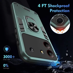 For ZTE Blade A54, Luxury Hybrid Armor Dual Layer Ring Holder Case Cover - Picture 1 of 25