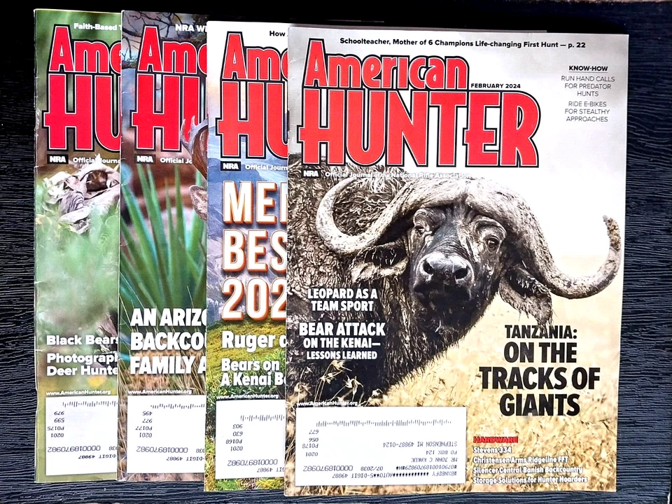 (4) AMERICAN HUNTER MAGAZINES FEB 2024, JUNE 2024, AUGUST 2024, APRIL 2024 - Image 1 of 1