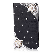 Bling handmade Glitter Rhinestones Leather Flip slots Wallet Case Phone cover Z6