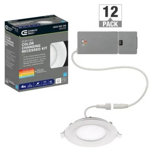 Commercial Electric Recessed Light 4" 60W Dimmable Adjustable CCT LED (12-Pack) - Picture 1 of 11