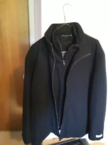 Men's Calvin Klein Black Winter Coat Size XL Wool Double Full Zip - Picture 1 of 11