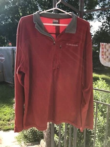 Columbia Fleece Sweater Pullover 1/4 ZIP Mens Size Large Camping Hiking Red - Foto 1 di 8